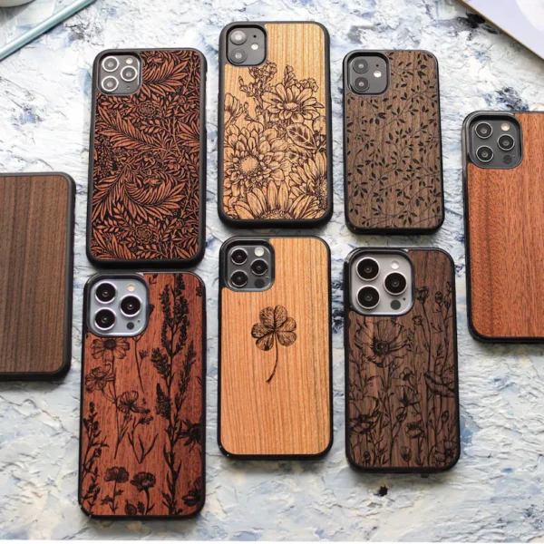 Mini Pallet (10–15 units) Handcrafted Real Wood iPhone Case with MagSafe | Wildflower Design | Compatible with iPhone 17, 16, 15, 14, 13, 12, 11 (Pro Max, Pro, Plus) | Nature-Inspired Protective Cove